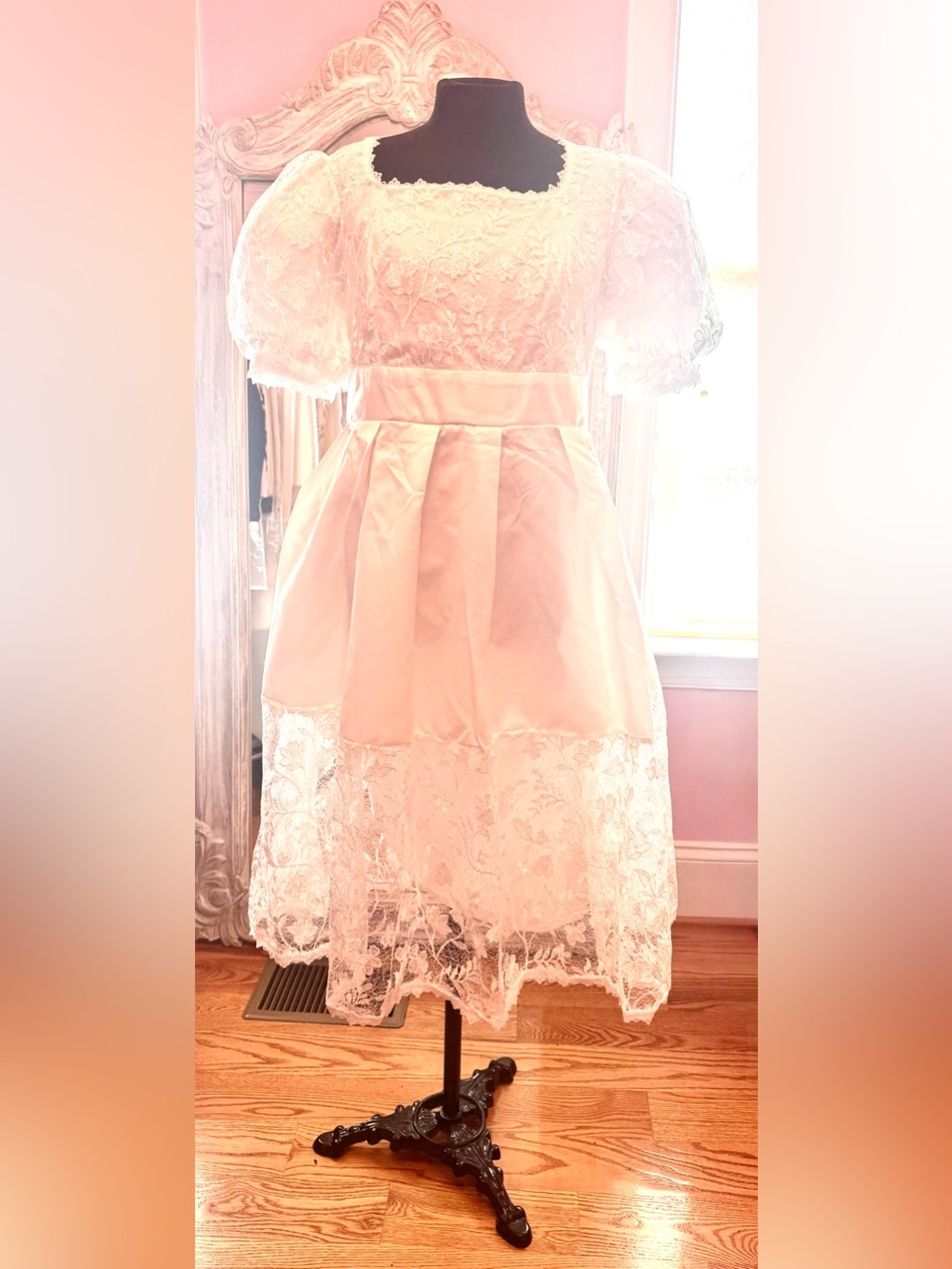 White Lace and Satin Dress
